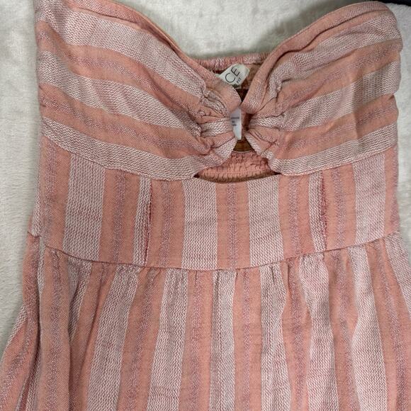 L Space Melody Dress Midi Strapless Tiered Cutout Pink Stripe Women's Size Small - Picture 3 of 9
